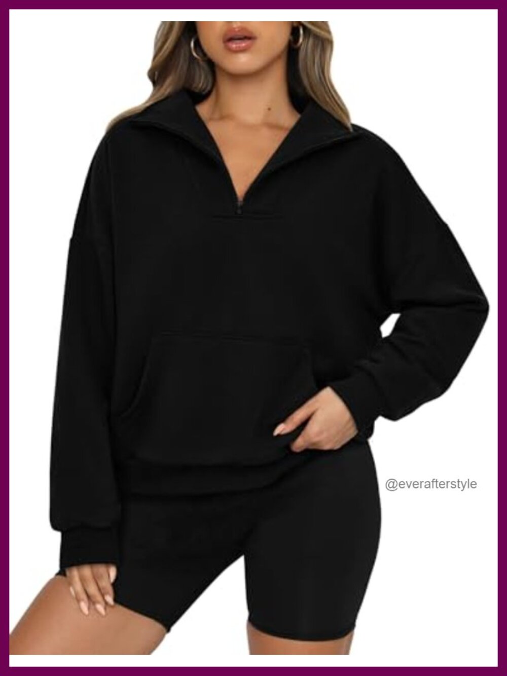 Women's Quarter Zip Crop Sweatshirt Long Sleeve Pullover
